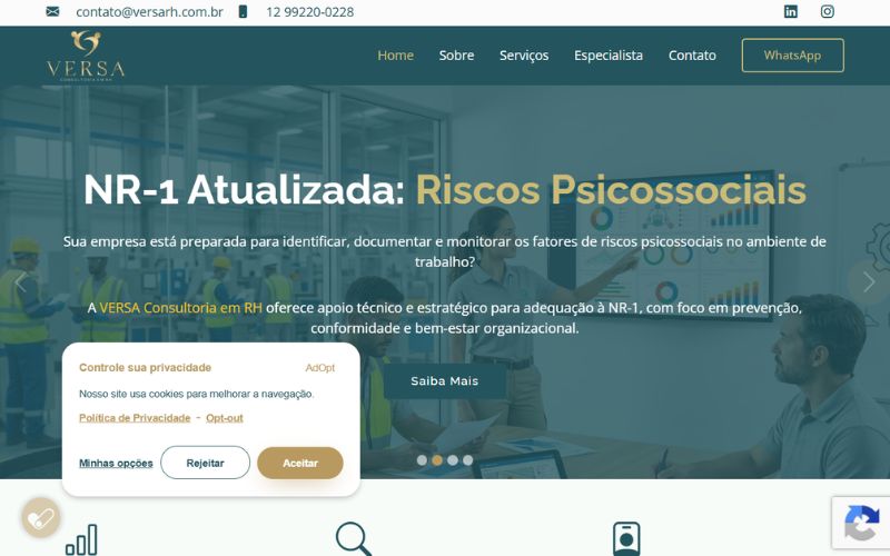 Site institucional para prestador de serviços autônomo